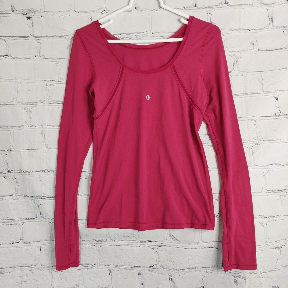 Lululemon mesh cut out top, sz 4, magenta pink